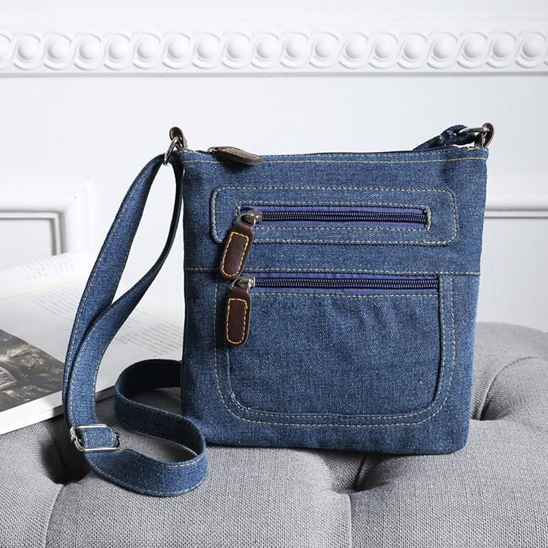 Yogodlns Fashion blue denim shoulder bags women handbag classical messenger bag satchels ladies cross-body sling bag