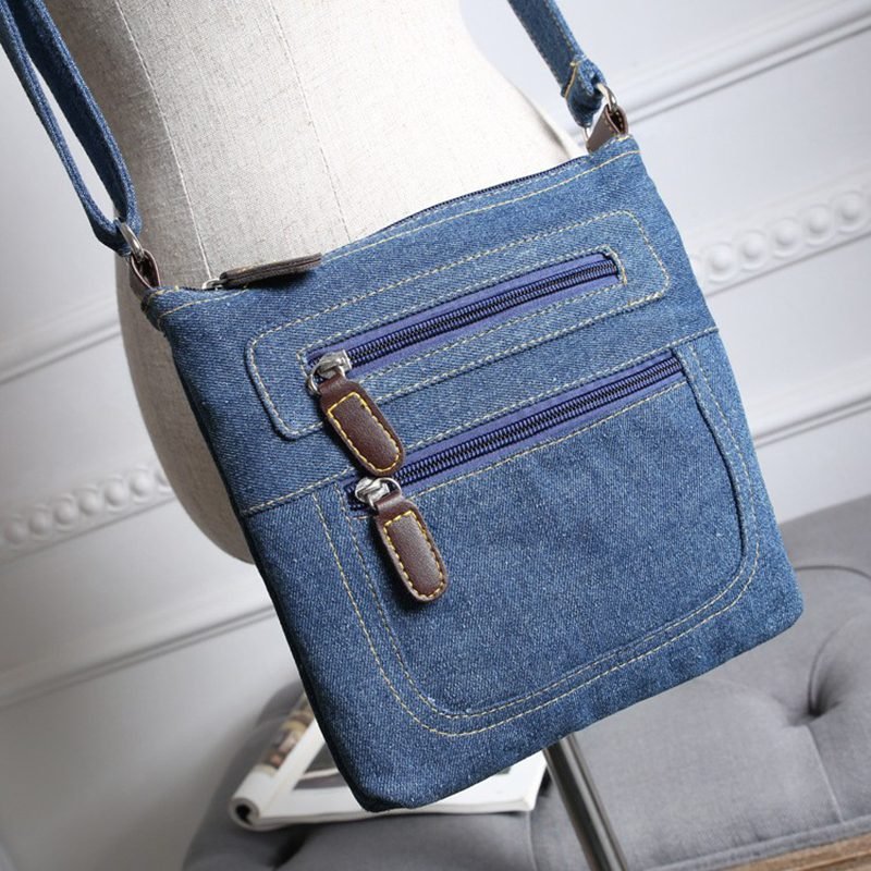 Yogodlns Fashion blue denim shoulder bags women handbag classical messenger bag satchels ladies cross-body sling bag