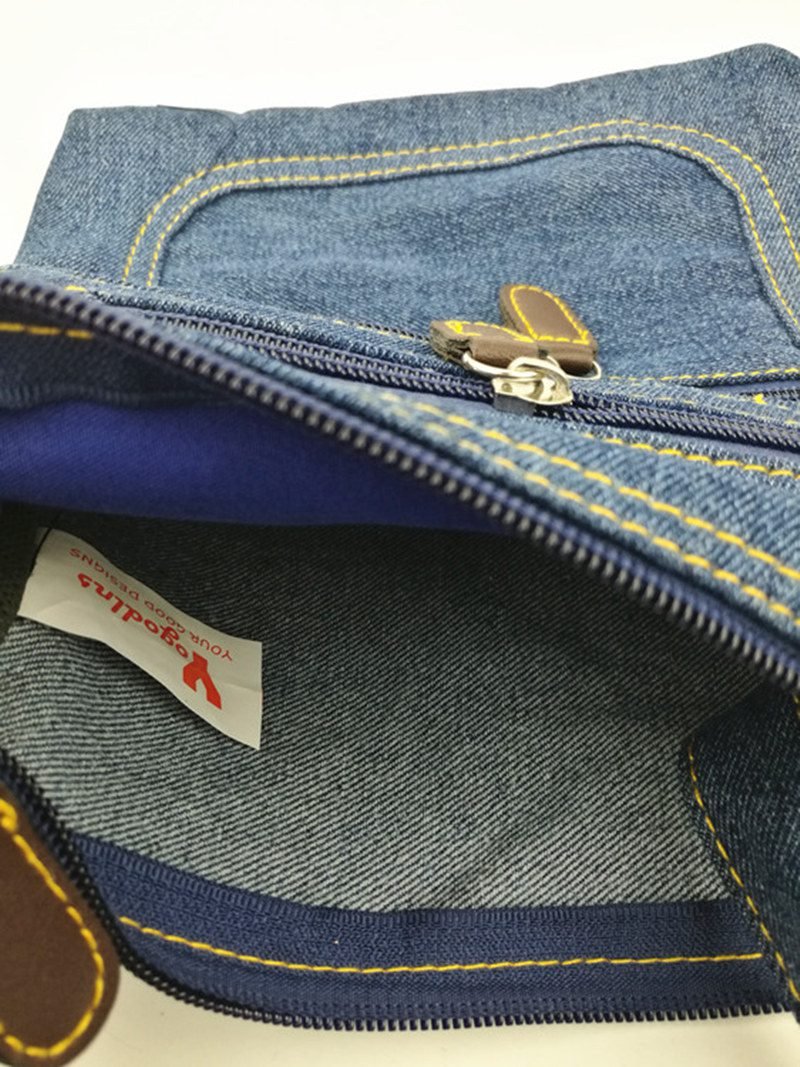 Yogodlns Fashion blue denim shoulder bags women handbag classical messenger bag satchels ladies cross-body sling bag