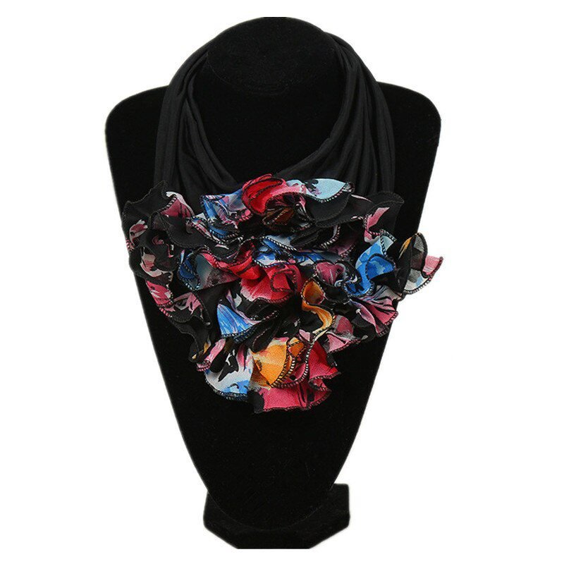 New Trend Women Scarf Floral Collar Scarf Luxury Big Flower Neckerchief Ring Neck Scarves Fashion Bandana Head Hijab For Ladies