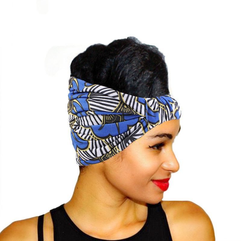 New Style African Printed Stretch Cotton Headband, Women's Sports Elastic Turban Scarf, Ladies Bandage Headgear Hair Accessories