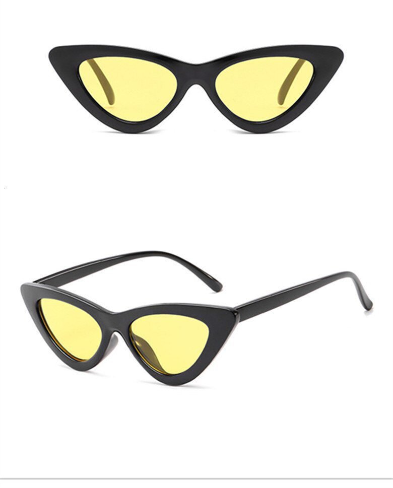 LONSY Fashion Cute Sexy Ladies Cat Eye Sunglasses Women Vintage Retro Small Triangular Cateye Glasses Female Oculos De Sol UV400
