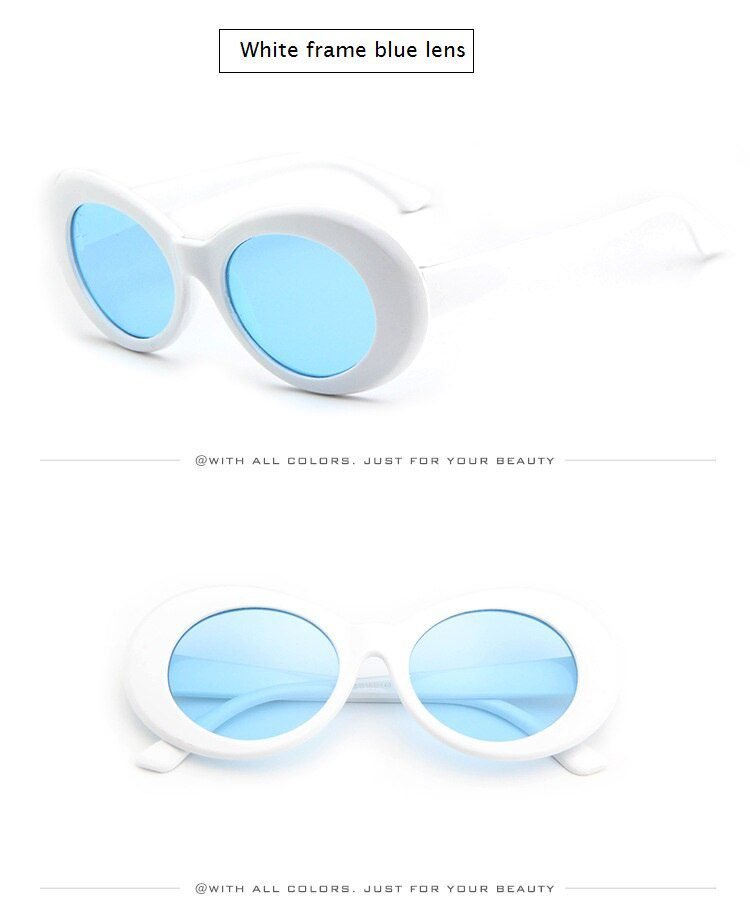 2021 goggle Kurt Cobain glasses oval sunglasses ladies trendy hot Vintage retro sunglasses Women's white black eyewear UV