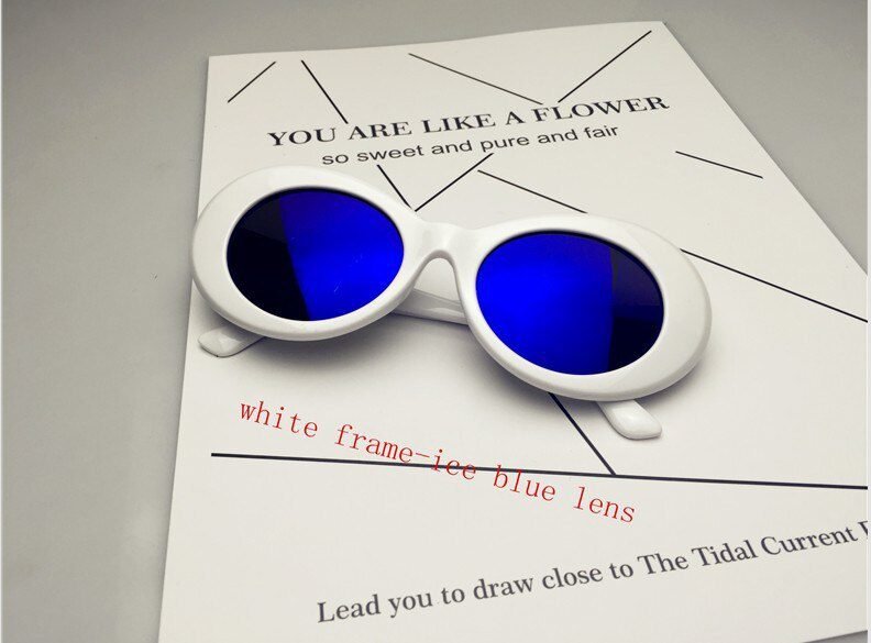 2021 goggle Kurt Cobain glasses oval sunglasses ladies trendy hot Vintage retro sunglasses Women's white black eyewear UV