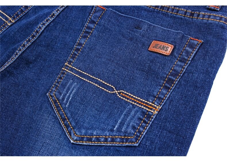 Brother Wang Men's Fashion Business Jeans Classic Style Casual Stretch Slim Jean Pants Male Brand Denim Trousers Black Blue