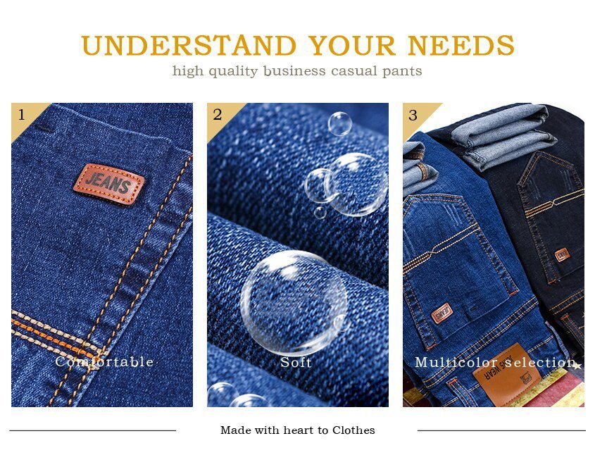 Brother Wang Men's Fashion Business Jeans Classic Style Casual Stretch Slim Jean Pants Male Brand Denim Trousers Black Blue