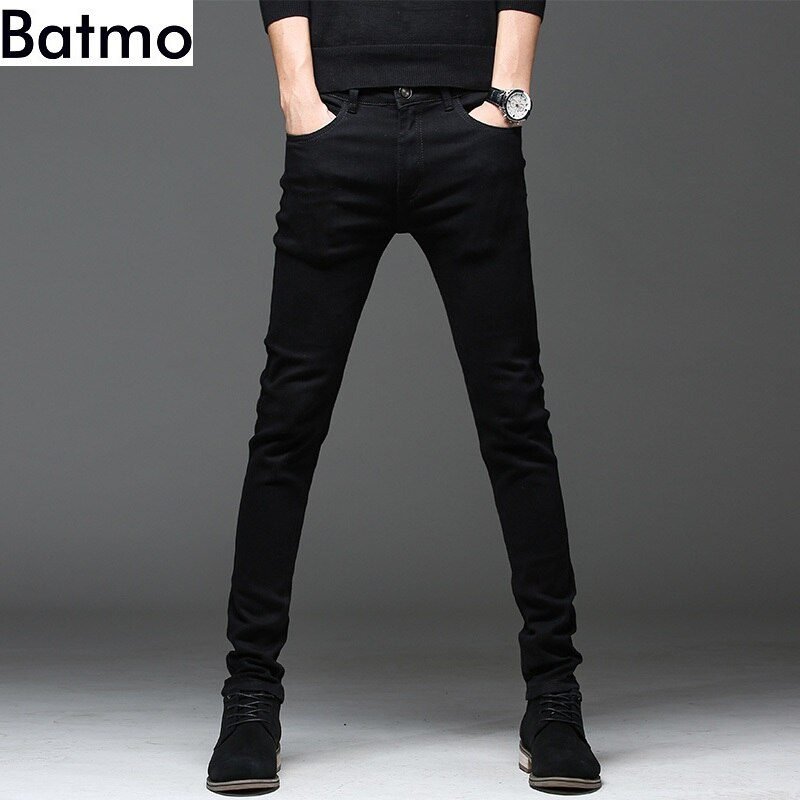 Batmo 2021 new arrival high quality casual slim elastic black jeans men ,men's pencil pants ,skinny jeans men 2108
