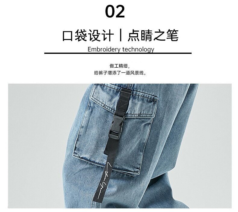 Men Joggers Cargo Denim Pants Baggy Harem Japanese Streetwear Styke Male Ankle Harajuku Casual Hip Hop Jeans Trousers Men