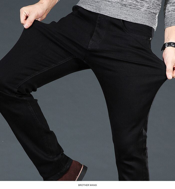 Men's Classic Black Jeans Elastic Slim Fit Denim Jean Trousers Male Plus Size 40 42 44 46 Business Casual Pants Brand