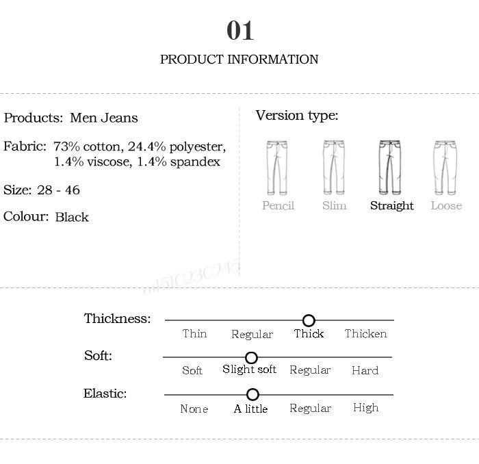 Men's Classic Black Jeans Elastic Slim Fit Denim Jean Trousers Male Plus Size 40 42 44 46 Business Casual Pants Brand