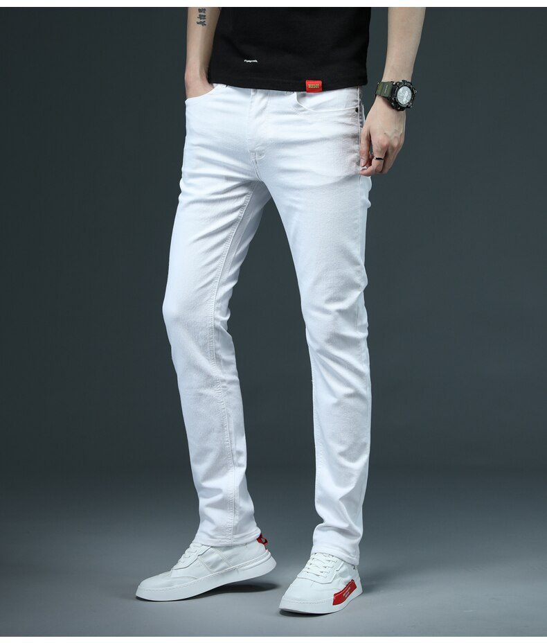 7 Color Men Stretch Skinny Jeans Fashion Casual Slim Fit Denim Trousers Male Gray Black Khaki White Pants Brand