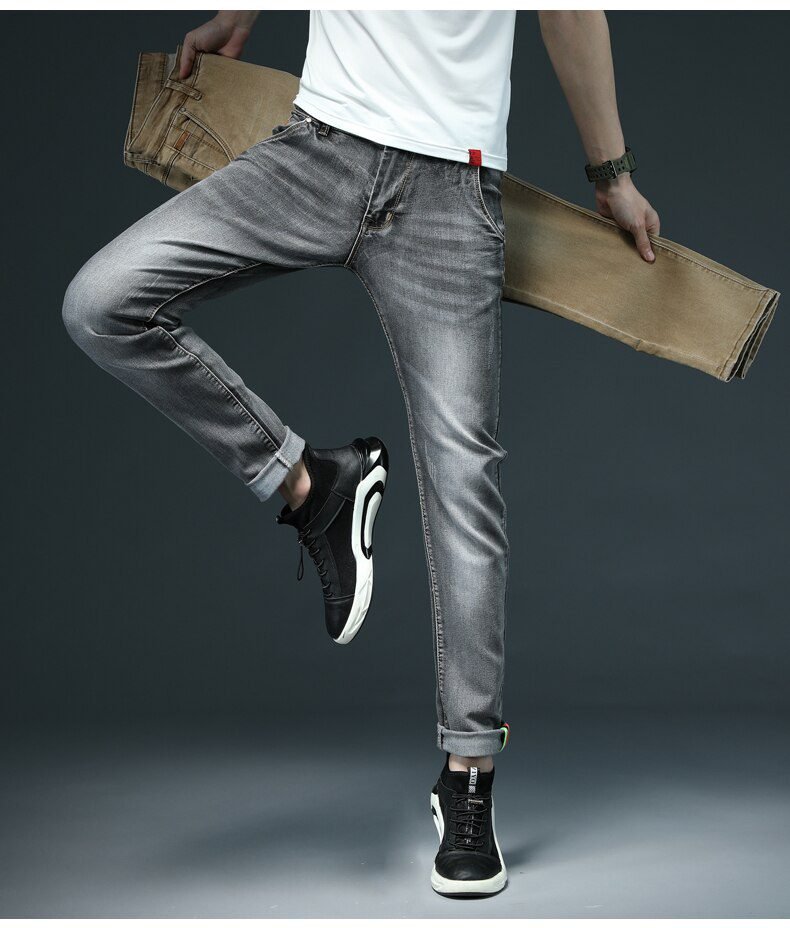 7 Color Men Stretch Skinny Jeans Fashion Casual Slim Fit Denim Trousers Male Gray Black Khaki White Pants Brand