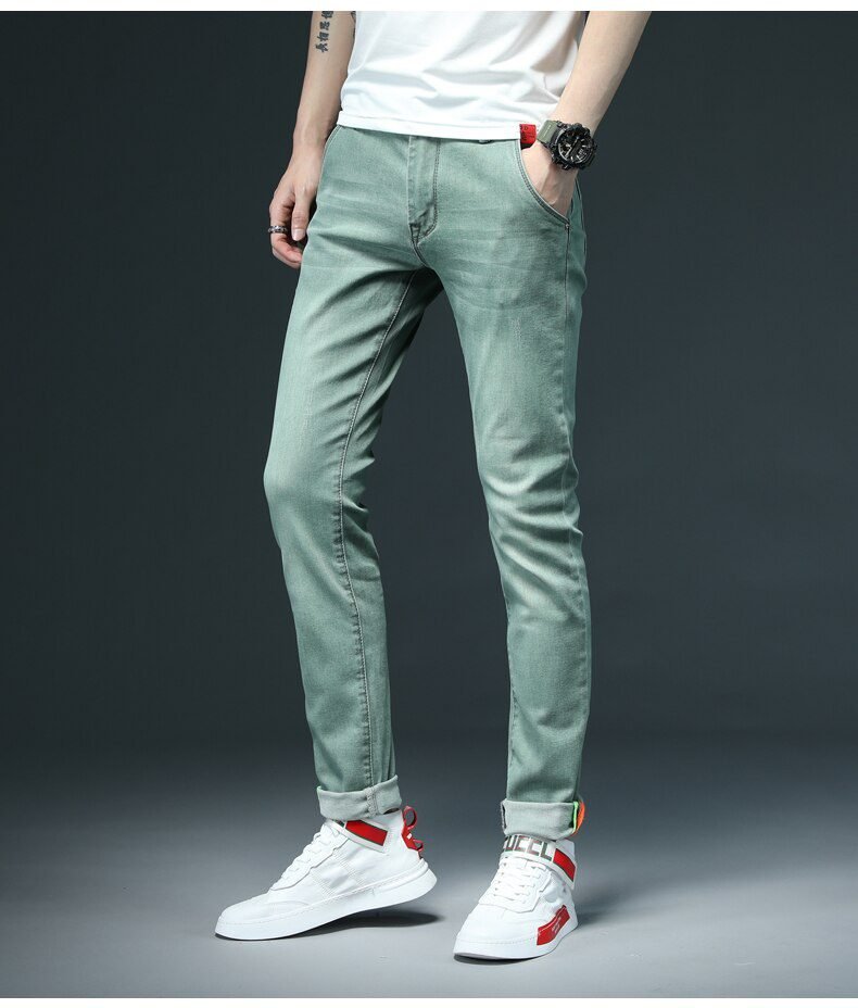 7 Color Men Stretch Skinny Jeans Fashion Casual Slim Fit Denim Trousers Male Gray Black Khaki White Pants Brand