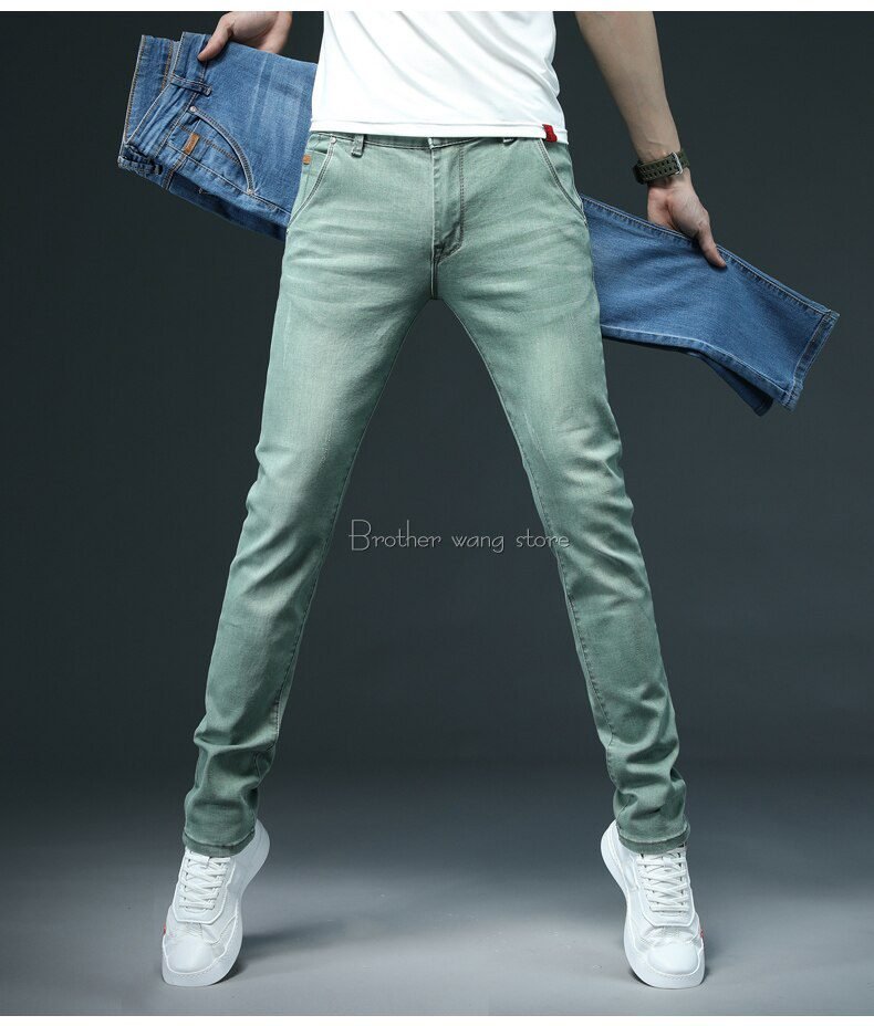 7 Color Men Stretch Skinny Jeans Fashion Casual Slim Fit Denim Trousers Male Gray Black Khaki White Pants Brand