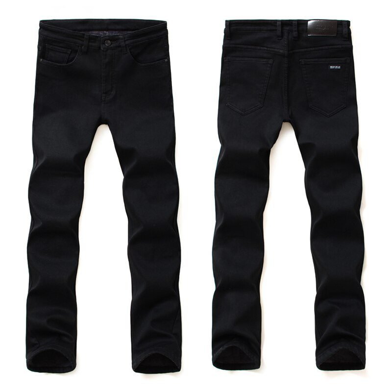 2020 Winter New Men Warm Slim Jeans Elasticity Skinny Black Jeans Fashion Casual Thick Denim Pants Trousers Male Brand Clothes