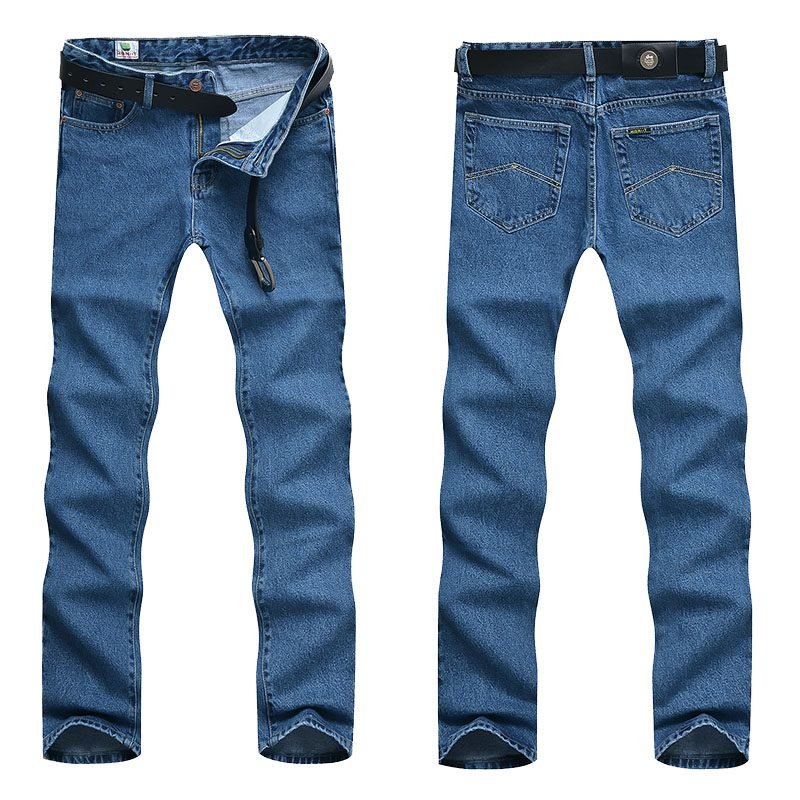 Men Business Jeans Classic Spring Autumn Male Cotton Straight Stretch Brand Denim Pants Summer Overalls Slim Fit Trousers 2021