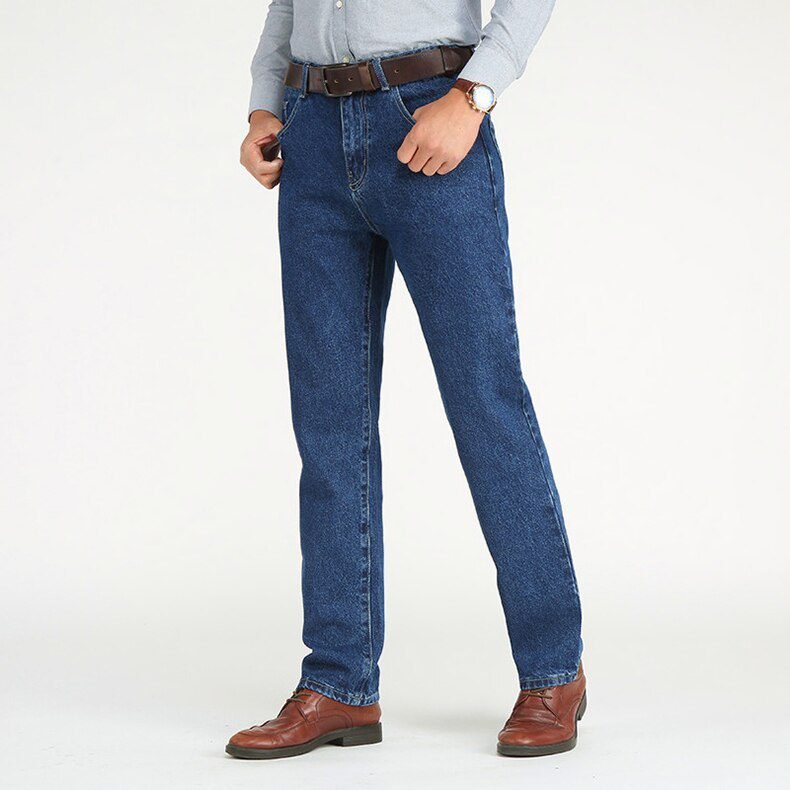 Men Business Jeans Classic Spring Autumn Male Cotton Straight Stretch Brand Denim Pants Summer Overalls Slim Fit Trousers 2021