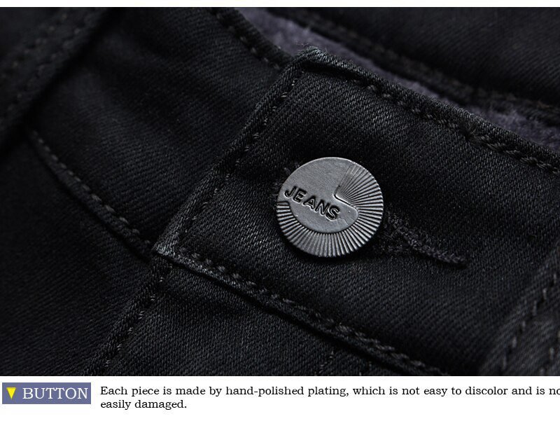 2020 Winter Jeans Men Black Slim Fit Stretch Thick Velvet Pants Warm Jeans Casual Fleece Trousers Male Plus Size