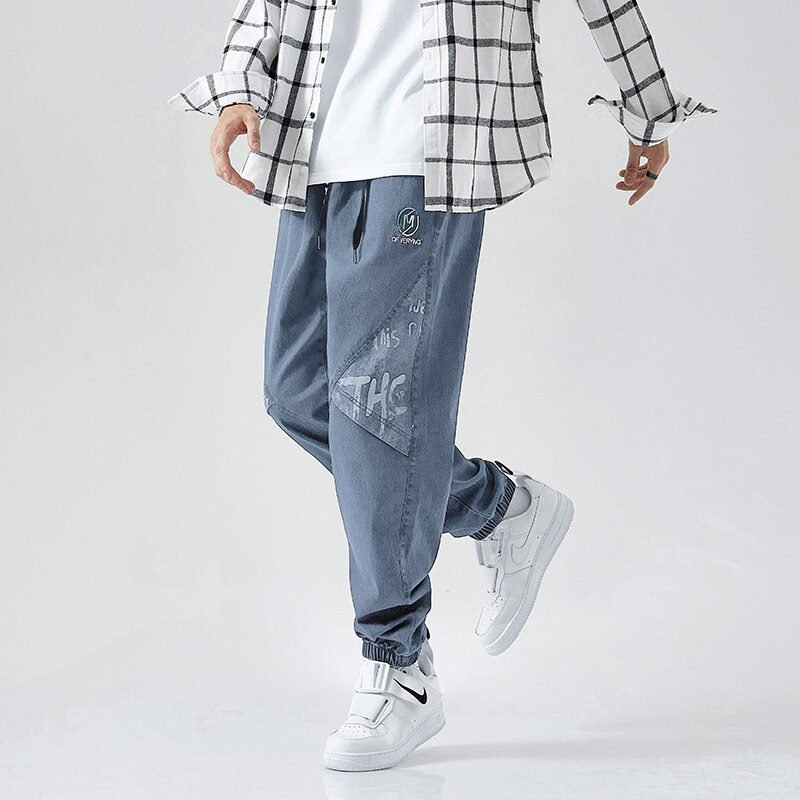 Plus Size Jeans Men Loose Joggers Streetwear Harem Jeans Cargo Pants Ankle-Length Denim Trousers