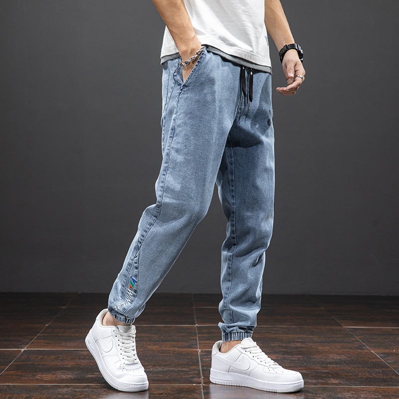 black denim jogger jeans