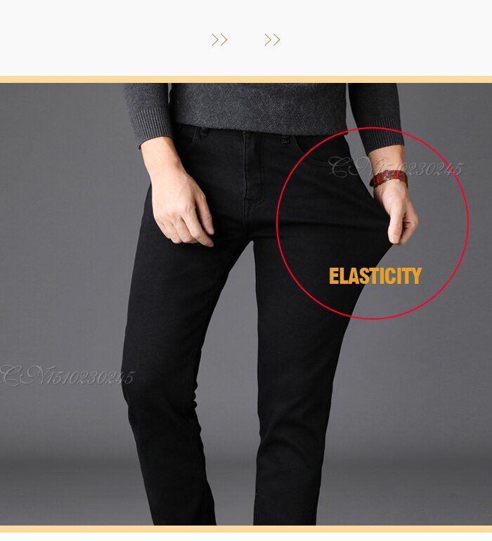 Classic Advanced Stretch Black Jeans 2021 New Style Business Fashion Denim Slim Fit Jean Trousers Male Brand Pants