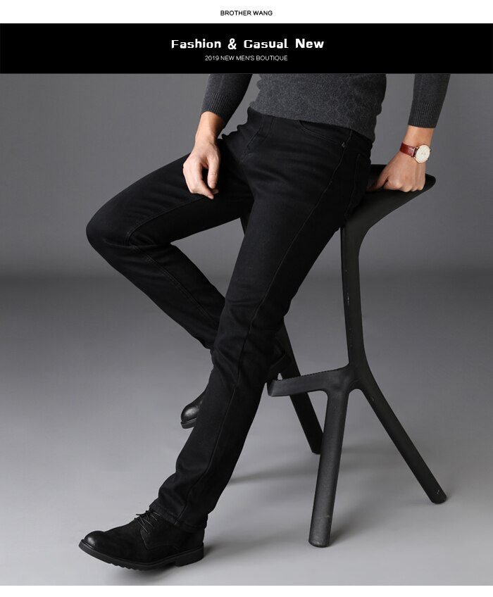 Classic Advanced Stretch Black Jeans 2021 New Style Business Fashion Denim Slim Fit Jean Trousers Male Brand Pants