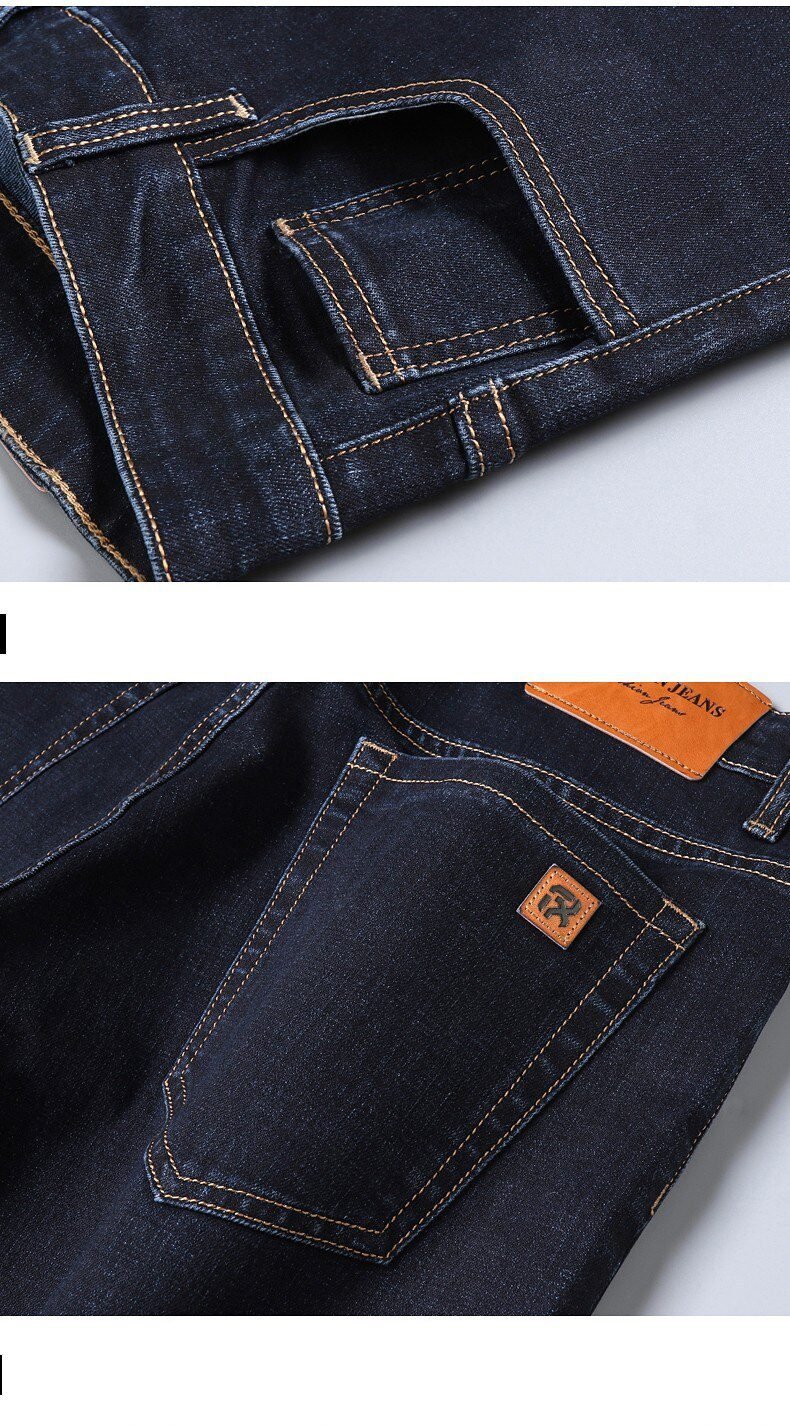 SULEE Brand 2021 New Men's Slim Elastic Jeans Fashion Business Classic Style Jeans Denim Pants Trousers Male