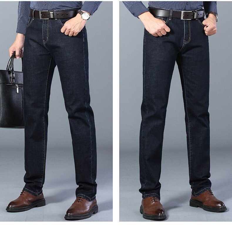 SULEE Brand 2021 New Men's Slim Elastic Jeans Fashion Business Classic Style Jeans Denim Pants Trousers Male