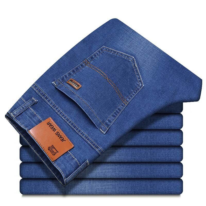 SULEE Brand 2021 New Men's Slim Elastic Jeans Fashion Business Classic Style Jeans Denim Pants Trousers Male