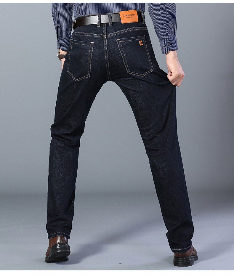 SULEE Brand 2021 New Men's Slim Elastic Jeans Fashion Business Classic Style Jeans Denim Pants Trousers Male