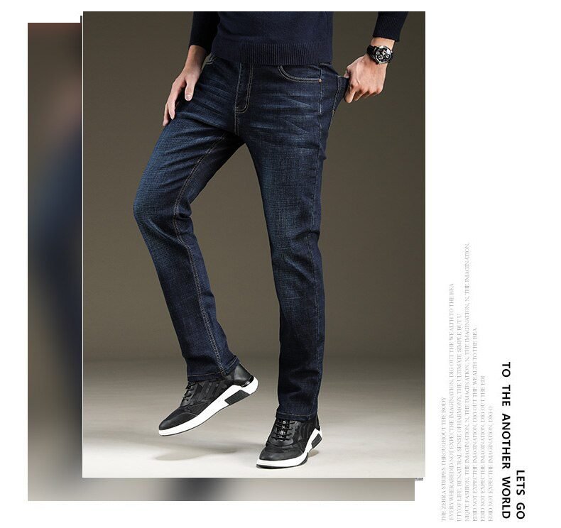 SULEE Brand 2021 New Men's Slim Elastic Jeans Fashion Business Classic Style Jeans Denim Pants Trousers Male