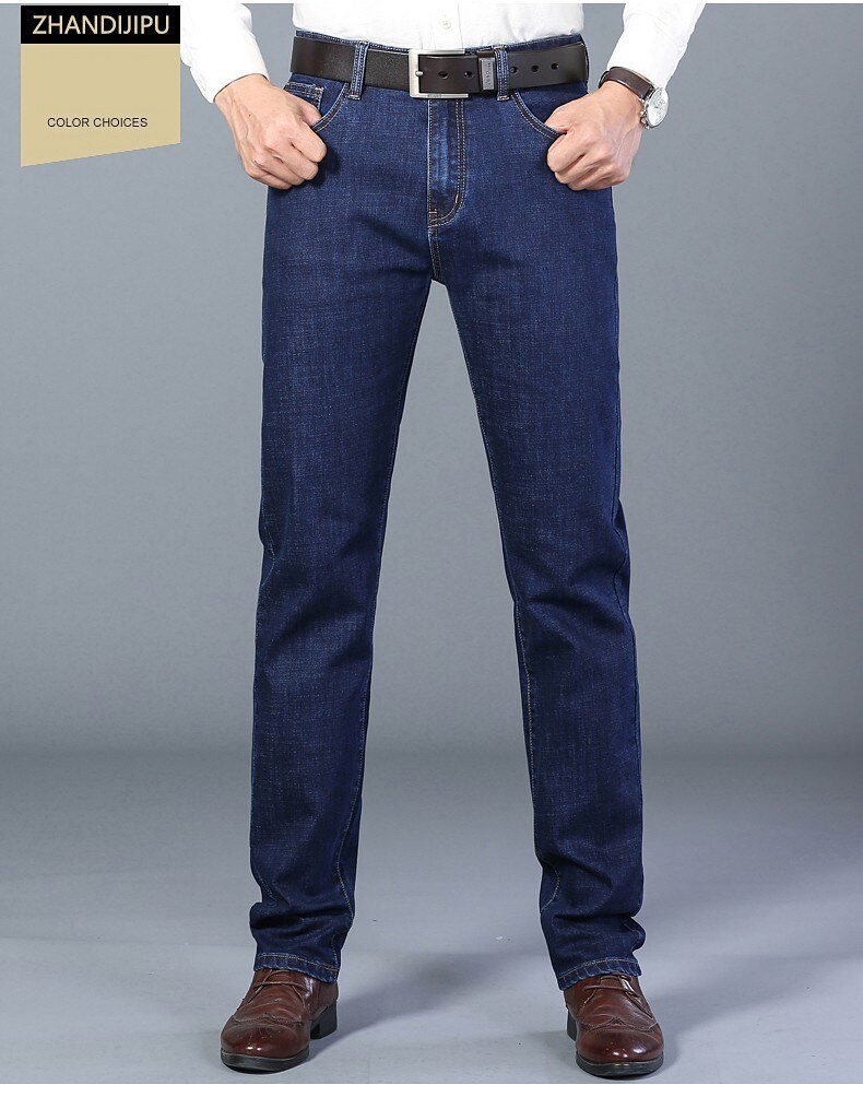 SULEE Brand 2021 New Men's Slim Elastic Jeans Fashion Business Classic Style Jeans Denim Pants Trousers Male