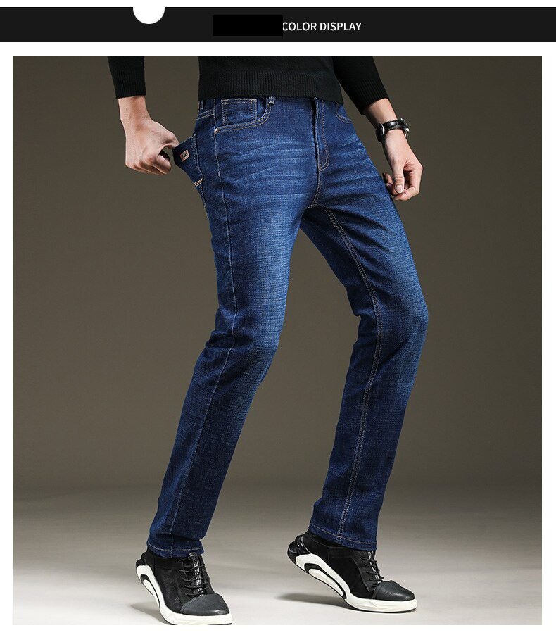 SULEE Brand 2021 New Men's Slim Elastic Jeans Fashion Business Classic Style Jeans Denim Pants Trousers Male