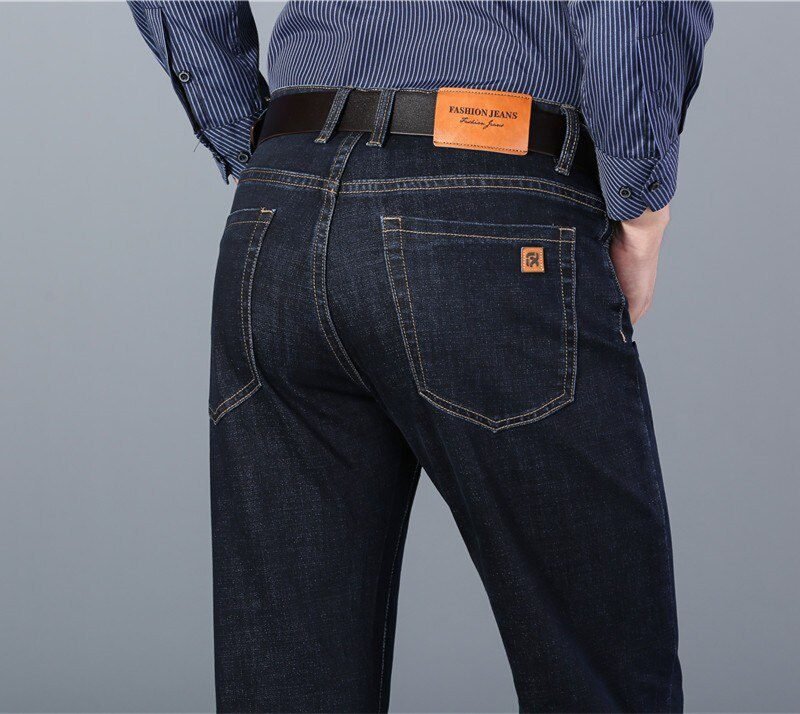 SULEE Brand 2021 New Men's Slim Elastic Jeans Fashion Business Classic Style Jeans Denim Pants Trousers Male