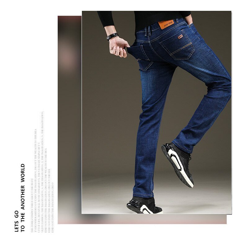 SULEE Brand 2021 New Men's Slim Elastic Jeans Fashion Business Classic Style Jeans Denim Pants Trousers Male