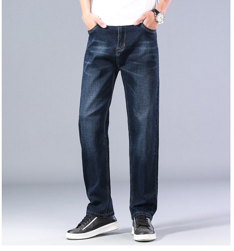 7 Colors Available Men's Thin Straight-leg Loose Jeans 2021 Summer New Classic Style Advanced Stretch Loose Pants Male Brand