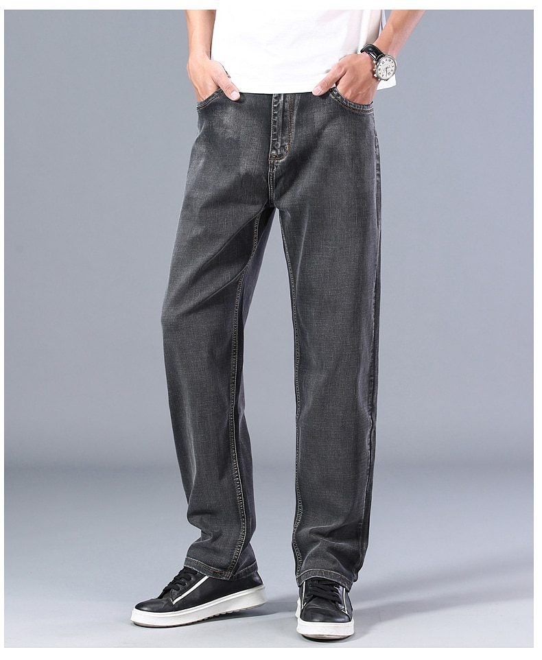 7 Colors Available Men's Thin Straight-leg Loose Jeans 2021 Summer New Classic Style Advanced Stretch Loose Pants Male Brand