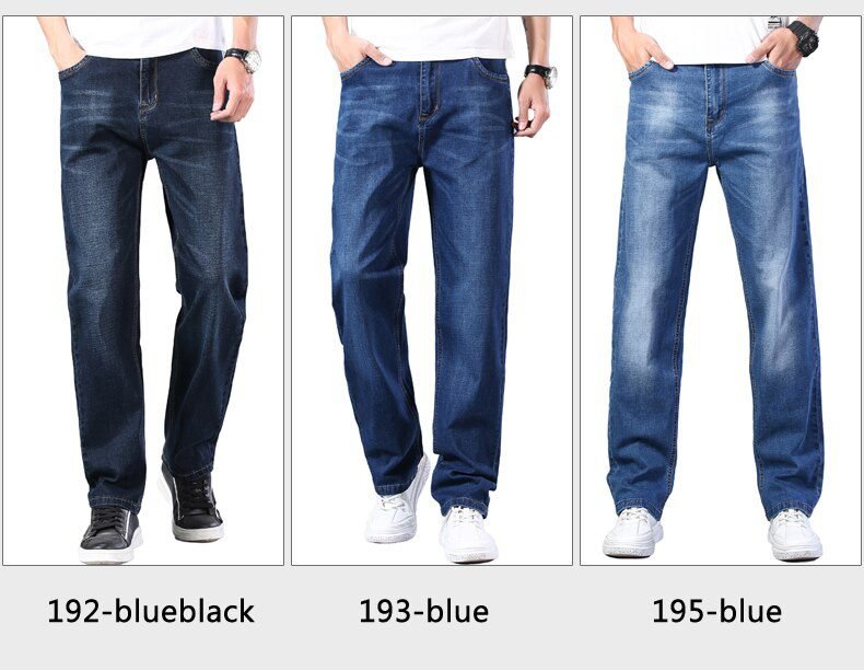 7 Colors Available Men's Thin Straight-leg Loose Jeans 2021 Summer New Classic Style Advanced Stretch Loose Pants Male Brand