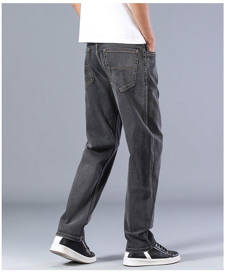 7 Colors Available Men's Thin Straight-leg Loose Jeans 2021 Summer New Classic Style Advanced Stretch Loose Pants Male Brand