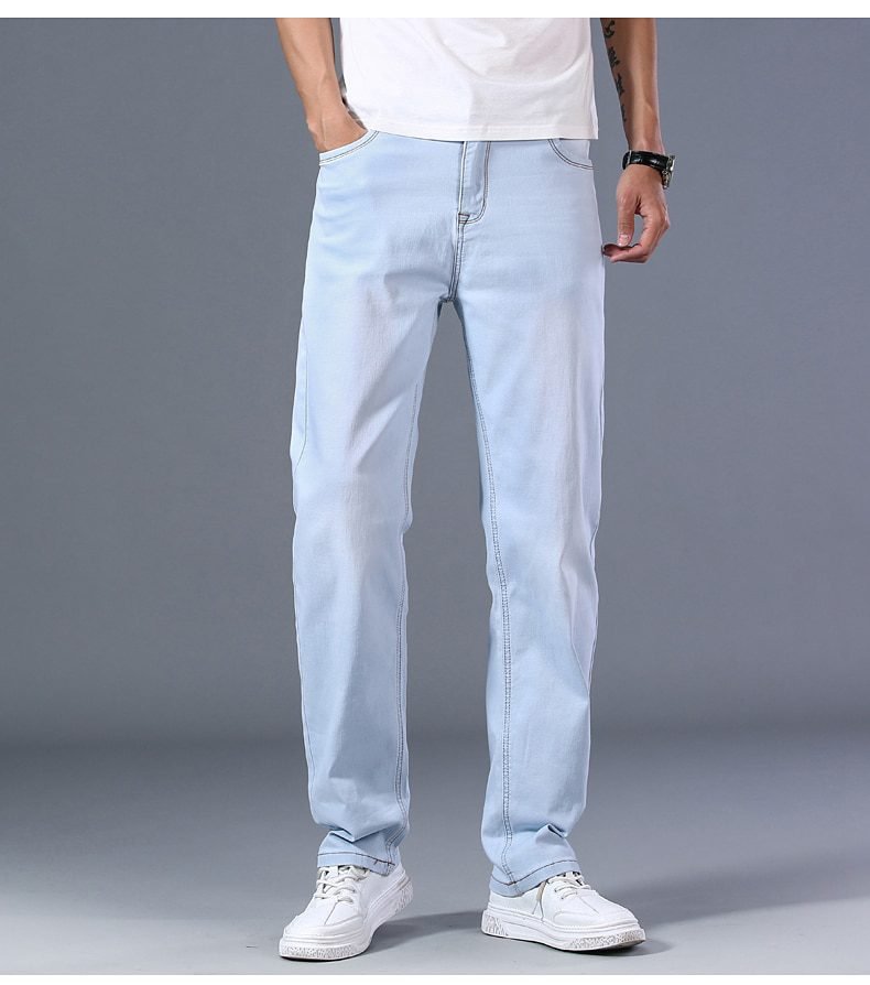 7 Colors Available Men's Thin Straight-leg Loose Jeans 2021 Summer New Classic Style Advanced Stretch Loose Pants Male Brand