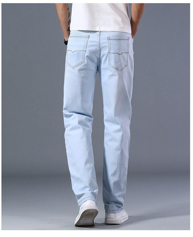 7 Colors Available Men's Thin Straight-leg Loose Jeans 2021 Summer New Classic Style Advanced Stretch Loose Pants Male Brand