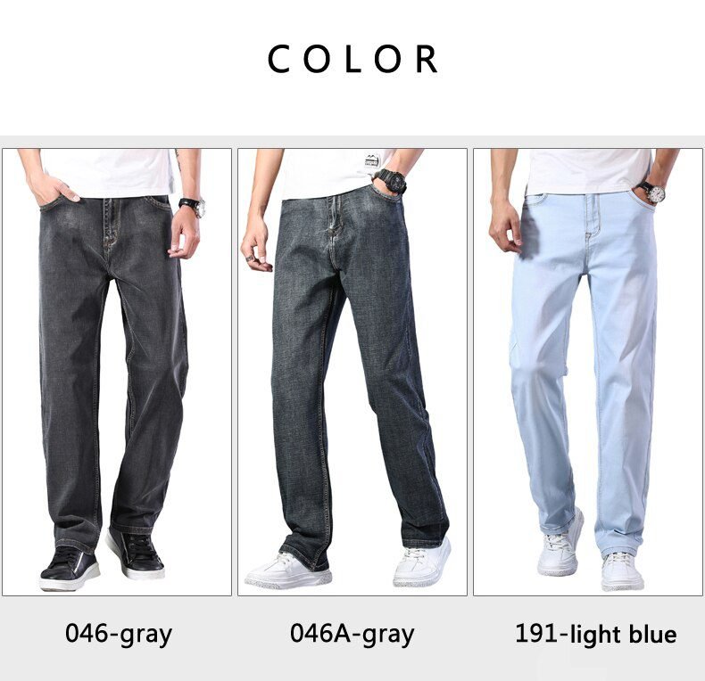7 Colors Available Men's Thin Straight-leg Loose Jeans 2021 Summer New Classic Style Advanced Stretch Loose Pants Male Brand