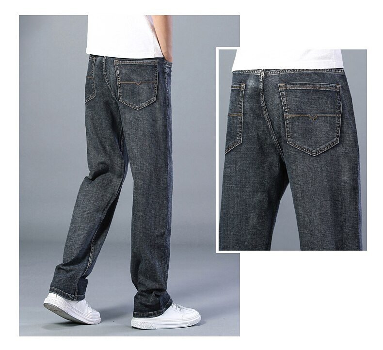 7 Colors Available Men's Thin Straight-leg Loose Jeans 2021 Summer New Classic Style Advanced Stretch Loose Pants Male Brand