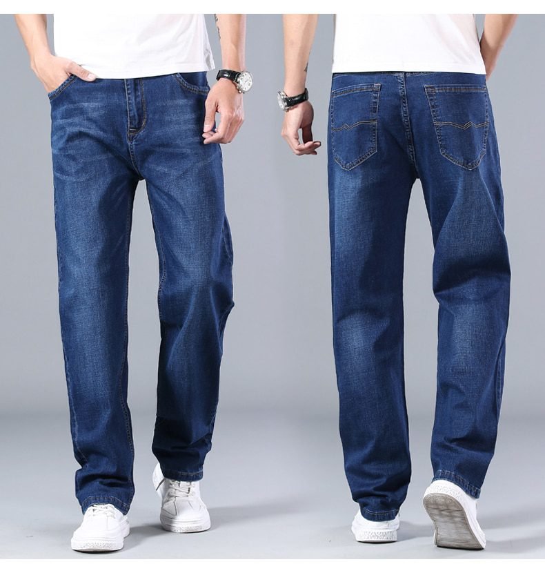 7 Colors Available Men's Thin Straight-leg Loose Jeans 2021 Summer New Classic Style Advanced Stretch Loose Pants Male Brand