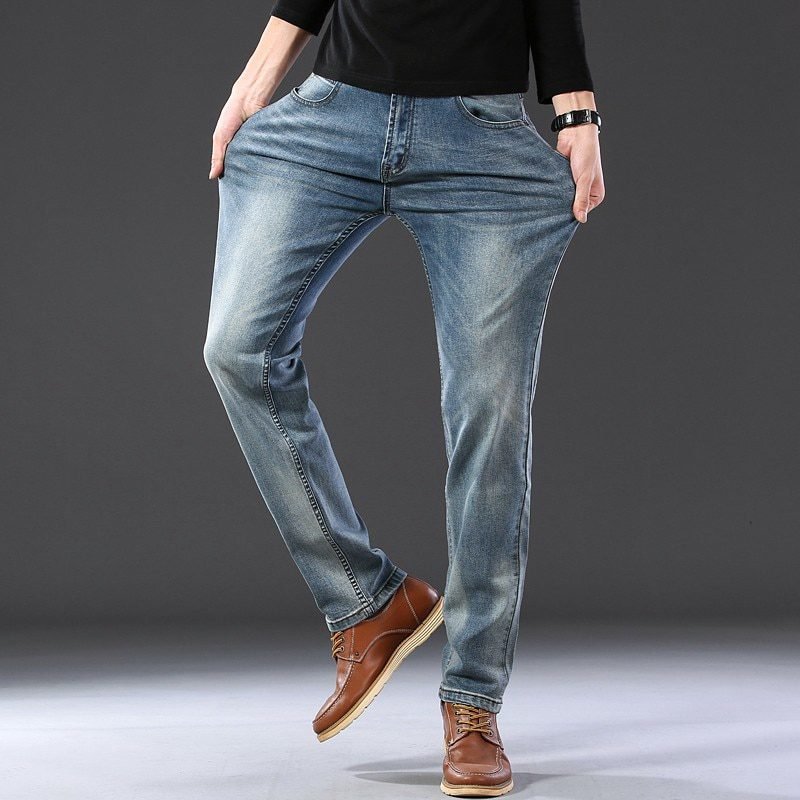 2020 SULEE Top Brand New Men's Jeans Business Casual Elastic Comfort Straight Denim Pants Male High Quality Brand Trousers