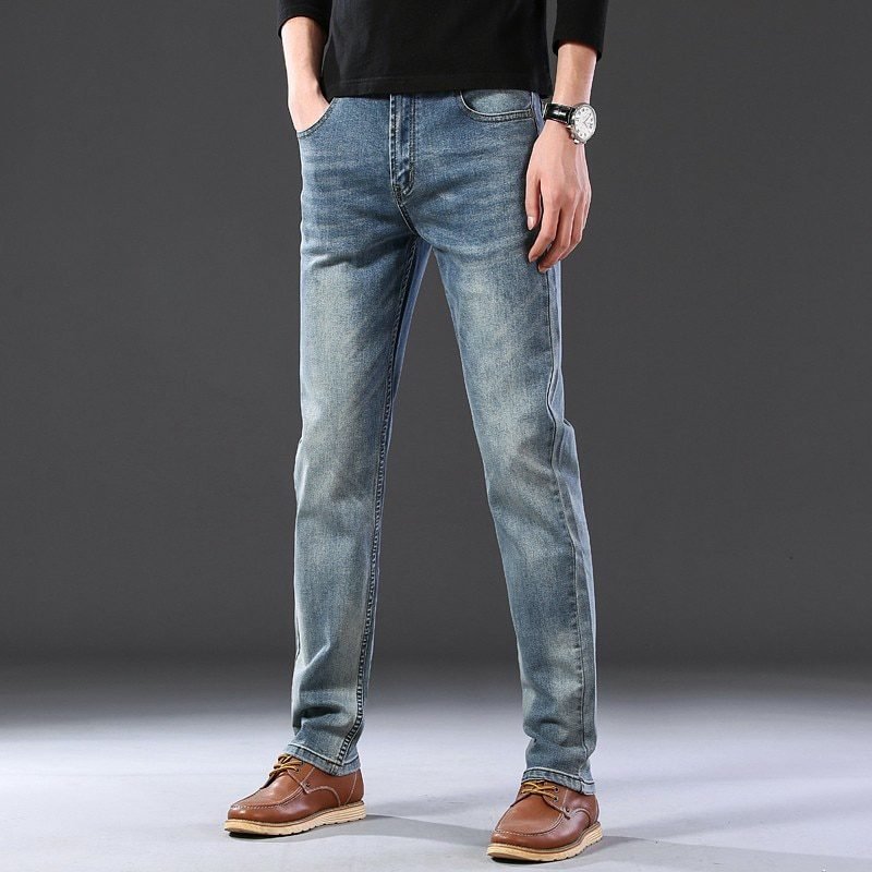 2020 SULEE Top Brand New Men's Jeans Business Casual Elastic Comfort Straight Denim Pants Male High Quality Brand Trousers