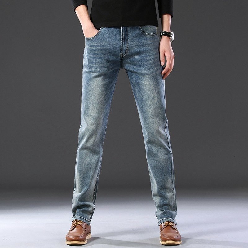 2020 SULEE Top Brand New Men's Jeans Business Casual Elastic Comfort Straight Denim Pants Male High Quality Brand Trousers