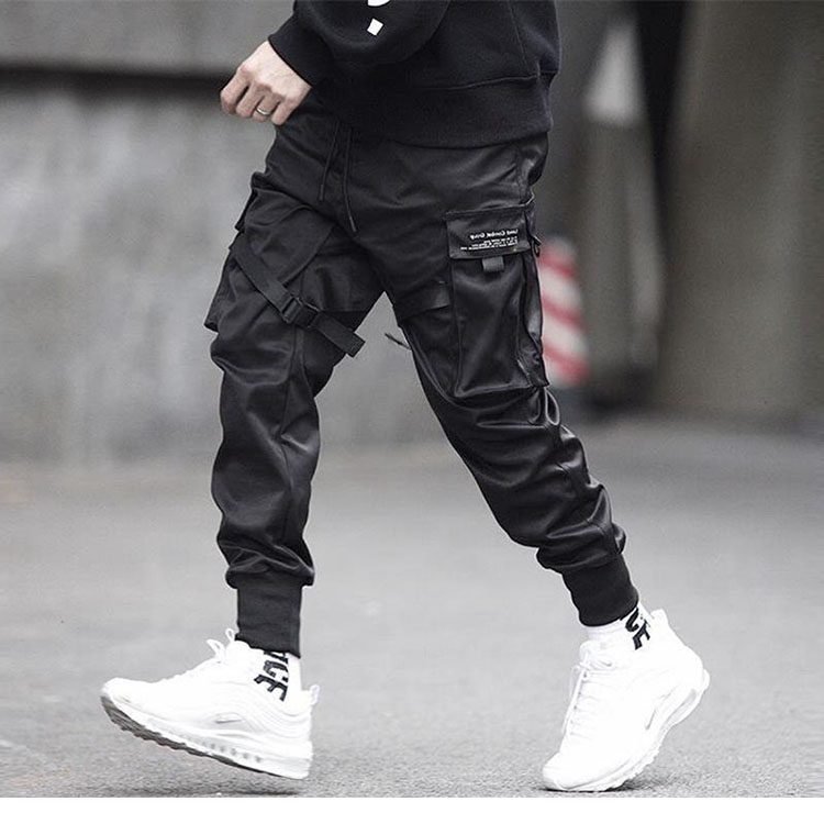 2020 Hip Hop Cargo Pants Pockets Men Streetwear Harajuku Joggers Pants HipHop Swag Ribbion Harem Pants Fashion Casual Trousers