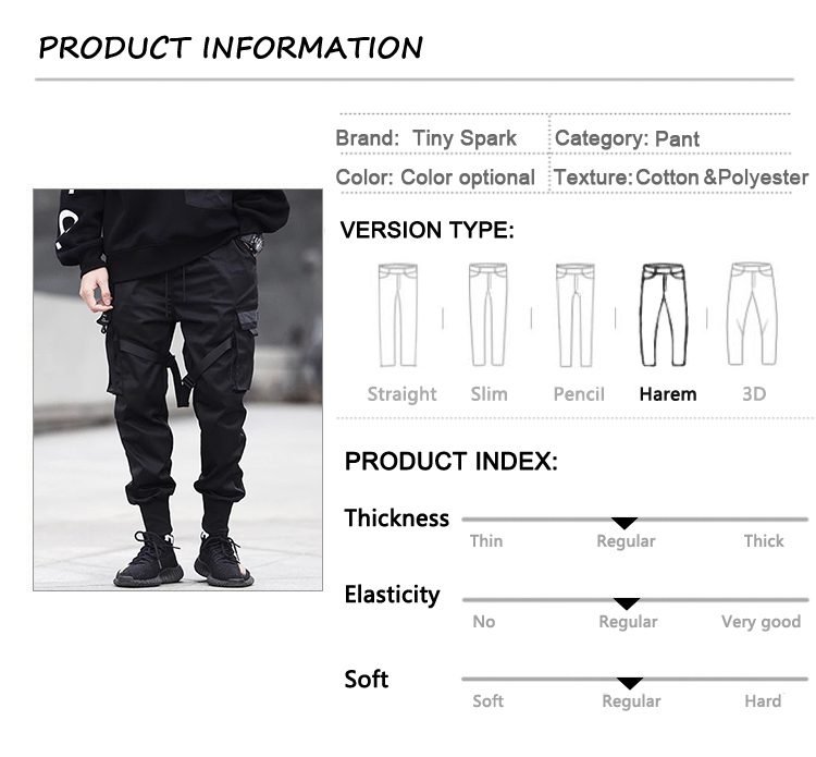 2020 Hip Hop Cargo Pants Pockets Men Streetwear Harajuku Joggers Pants HipHop Swag Ribbion Harem Pants Fashion Casual Trousers