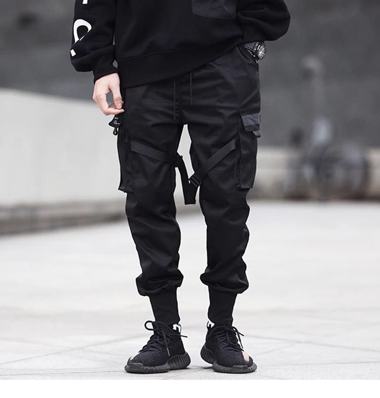 2020 Hip Hop Cargo Pants Pockets Men Streetwear Harajuku Joggers Pants HipHop Swag Ribbion Harem Pants Fashion Casual Trousers